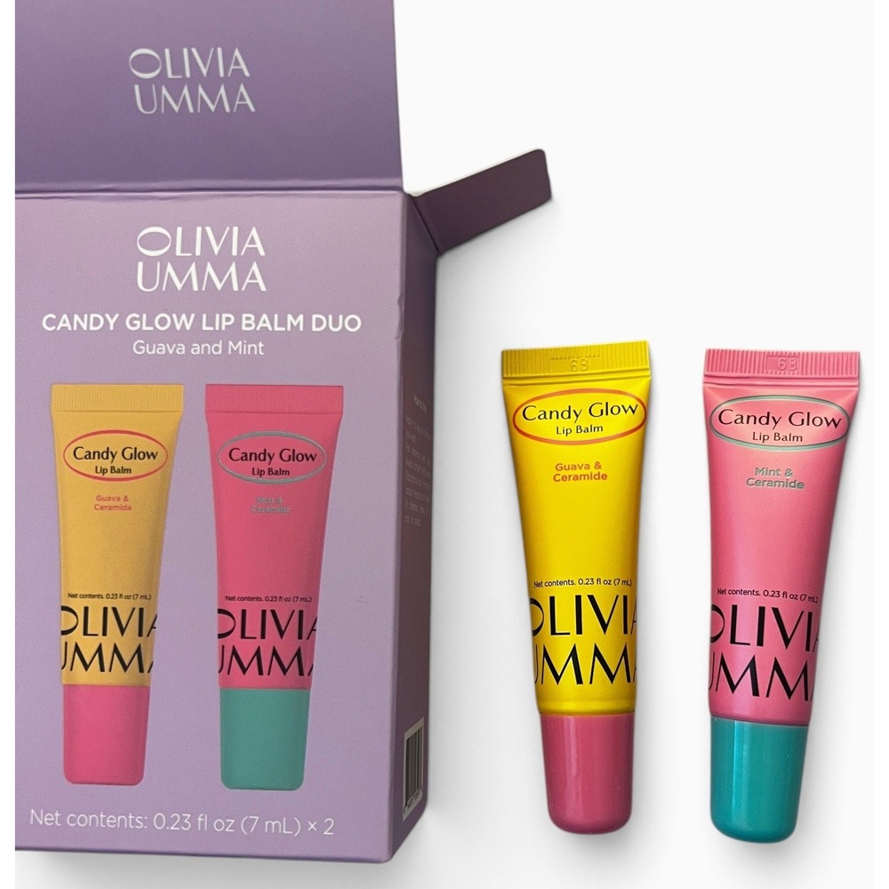 Olivia Umma Candy Glow Lip Balm Duo Guava Mint Ceramide 0.23 oz x2 NEW